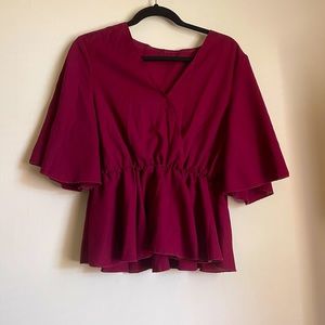 SHEIN women’s top peplum red wine short sleeve size 0XL